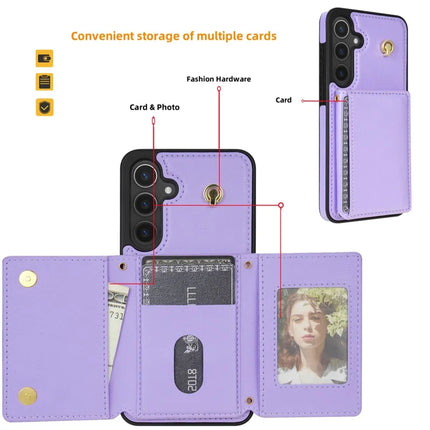 For Samsung Galaxy A15 4G / 5G Case Tri-Fold Card Holder Kickstand TPU+Leather Back Cover with Shoulder Strap