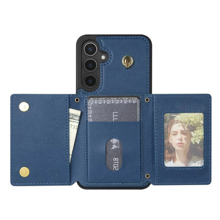 For Samsung Galaxy A15 4G / 5G Case Tri-Fold Card Holder Kickstand TPU+Leather Back Cover with Shoulder Strap