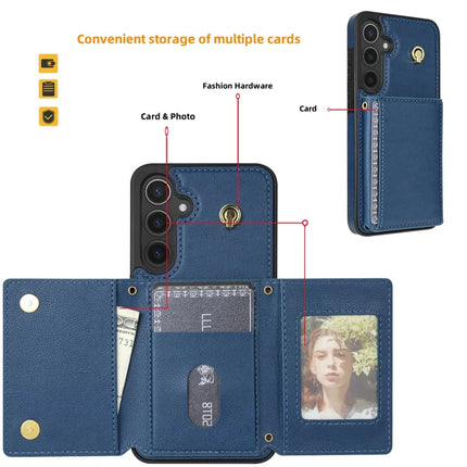 For Samsung Galaxy A15 4G / 5G Case Tri-Fold Card Holder Kickstand TPU+Leather Back Cover with Shoulder Strap