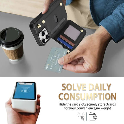 For iPhone 16 Pro Case with Wrist Strap Card Slots Rhombus Leather+TPU Phone Cover