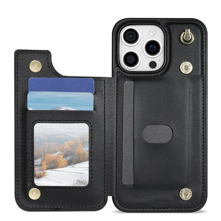For iPhone 16 Pro Max Case with Wrist Strap Card Slots Rhombus Leather+TPU Phone Cover