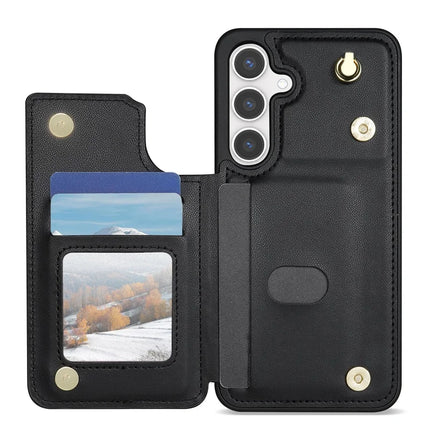 For Samsung Galaxy A55 5G Case with Wrist Strap Card Slots Rhombus Leather+TPU Phone Cover