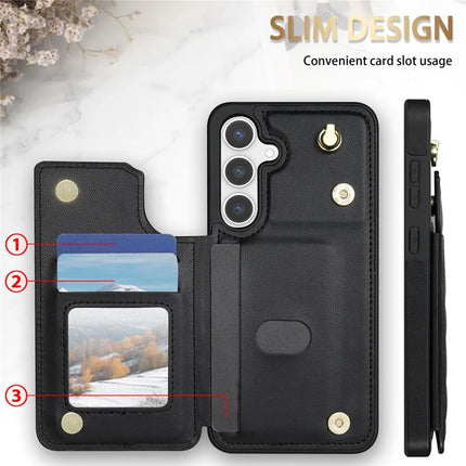 For Samsung Galaxy A15 4G / 5G Case with Wrist Strap Card Slots Rhombus Leather+TPU Phone Cover