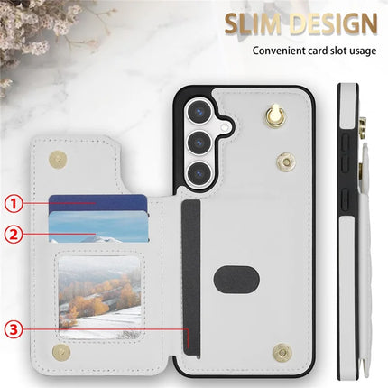 For Samsung Galaxy A15 4G / 5G Case with Wrist Strap Card Slots Rhombus Leather+TPU Phone Cover