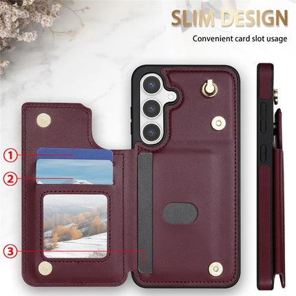 For Samsung Galaxy A15 4G / 5G Case with Wrist Strap Card Slots Rhombus Leather+TPU Phone Cover