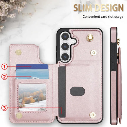 For Samsung Galaxy A15 4G / 5G Case with Wrist Strap Card Slots Rhombus Leather+TPU Phone Cover