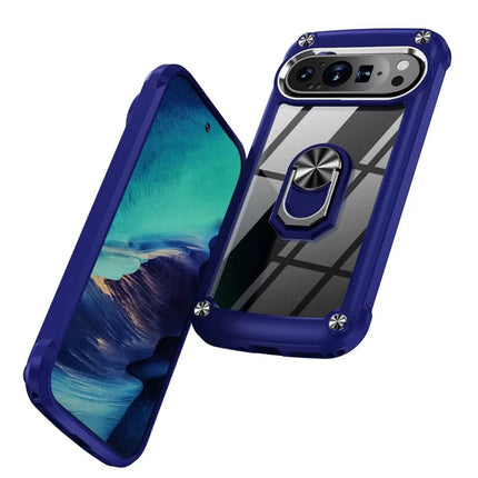For Google Pixel 9 Pro  /  Pixel 9 Case Alloy Lens Frame PC + TPU Kickstand Phone Back Cover
