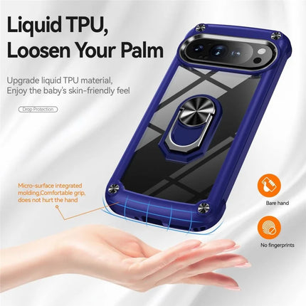 For Google Pixel 9 Pro  /  Pixel 9 Case Alloy Lens Frame PC + TPU Kickstand Phone Back Cover