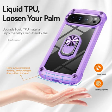 For Google Pixel 9 Pro  /  Pixel 9 Case Alloy Lens Frame PC + TPU Kickstand Phone Back Cover