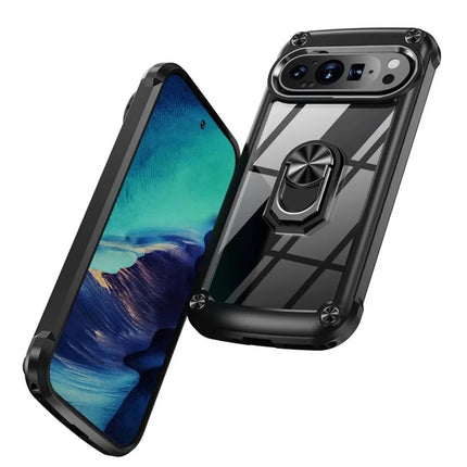 For Google Pixel 9 Pro XL Case Alloy Lens Frame PC + TPU Kickstand Phone Back Cover