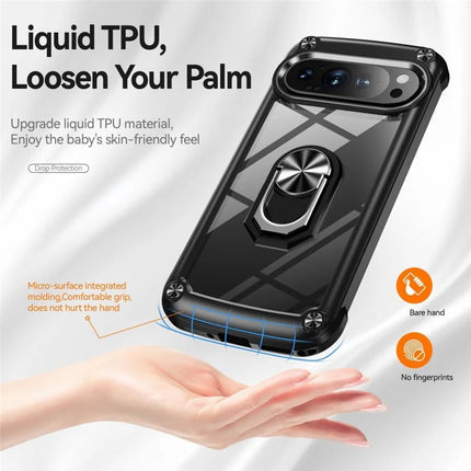 For Google Pixel 9 Pro XL Case Alloy Lens Frame PC + TPU Kickstand Phone Back Cover