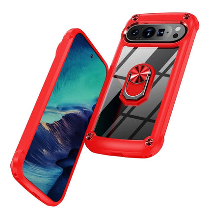 For Google Pixel 9 Pro XL Case Alloy Lens Frame PC + TPU Kickstand Phone Back Cover