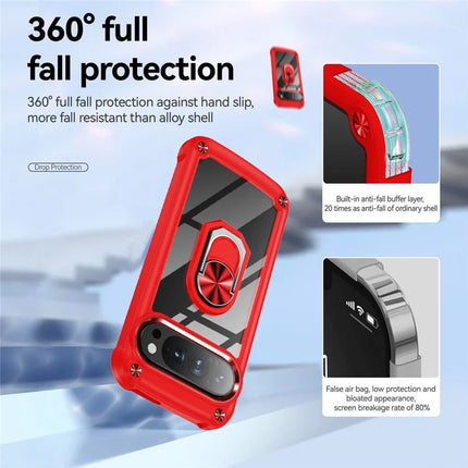 For Google Pixel 9 Pro XL Case Alloy Lens Frame PC + TPU Kickstand Phone Back Cover