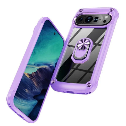 For Google Pixel 9 Pro XL Case Alloy Lens Frame PC + TPU Kickstand Phone Back Cover