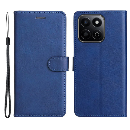 For Honor Play 60 Plus 5G / Play 9T / X7c 4G / 200 Smart 5G Case Solid Color Leather Mobile Cover Wallet Stand with Strap - Blue