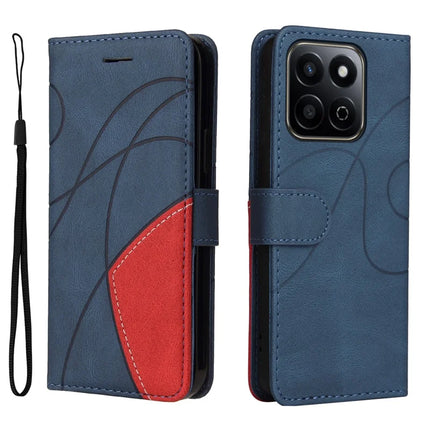 For Honor Play 60 Plus 5G / Play 9T / X7c 4G / 200 Smart 5G Leather Case Wallet Stand Color Splicing Phone Cover - Blue