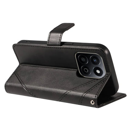 For Honor Play 60 Plus 5G / Play 9T / X7c 4G / 200 Smart 5G Leather Case Geometric Line Wallet Phone Cover