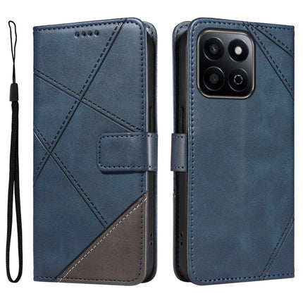 For Honor Play 60 Plus 5G / Play 9T / X7c 4G / 200 Smart 5G Leather Case Geometric Line Wallet Phone Cover - Blue