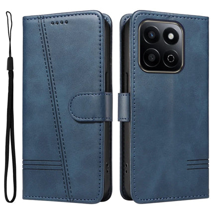 For Honor Play 60 Plus 5G / Play 9T / X7c 4G / 200 Smart 5G Wallet Phone Case T-Shape Lines Leather Cover - Blue
