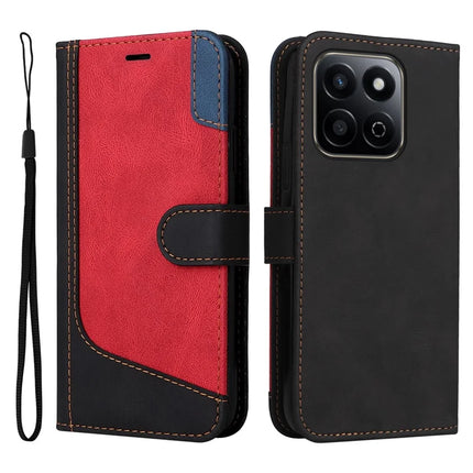 For Honor Play 60 Plus 5G / Play 9T / X7c 4G / 200 Smart 5G Leather Case Wallet Phone Cover 3 Color Splicing - Black