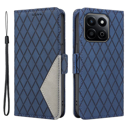 For Honor Play 60 Plus 5G / Play 9T / X7c 4G / 200 Smart 5G Case Rhombus PU Leather Flip Wallet Phone Cover - Blue