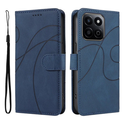 For Honor Play 60 Plus 5G / Play 9T / X7c 4G / 200 Smart 5G Stand Case Wallet Leather Phone Cover Curved Line - Blue