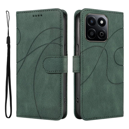 For Honor Play 60 Plus 5G / Play 9T / X7c 4G / 200 Smart 5G Stand Case Wallet Leather Phone Cover Curved Line - Green