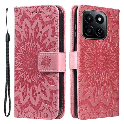 For Honor Play 60 Plus 5G / Play 9T / X7c 4G / 200 Smart 5G Case Sunflower Leather Wallet Phone Cover - Pink