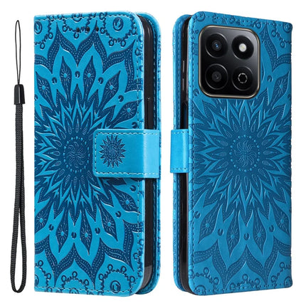 For Honor Play 60 Plus 5G / Play 9T / X7c 4G / 200 Smart 5G Case Sunflower Leather Wallet Phone Cover - Blue