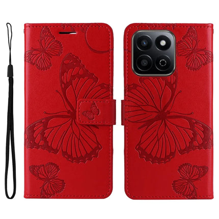 For Honor Play 60 Plus 5G / Play 9T / X7c 4G / 200 Smart 5G Case Butterfly Leather Phone Cover - Red