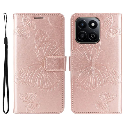 For Honor Play 60 Plus 5G / Play 9T / X7c 4G / 200 Smart 5G Case Butterfly Leather Phone Cover - Rose Gold