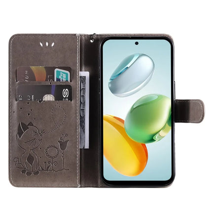 For Honor Play 60 Plus 5G / Play 9T / X7c 4G / 200 Smart 5G Case Cat Bee Pattern Leather Phone Cover