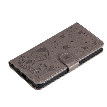 For Honor Play 60 Plus 5G / Play 9T / X7c 4G / 200 Smart 5G Case Cat Bee Pattern Leather Phone Cover
