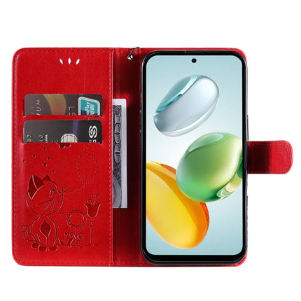 For Honor Play 60 Plus 5G / Play 9T / X7c 4G / 200 Smart 5G Case Cat Bee Pattern Leather Phone Cover