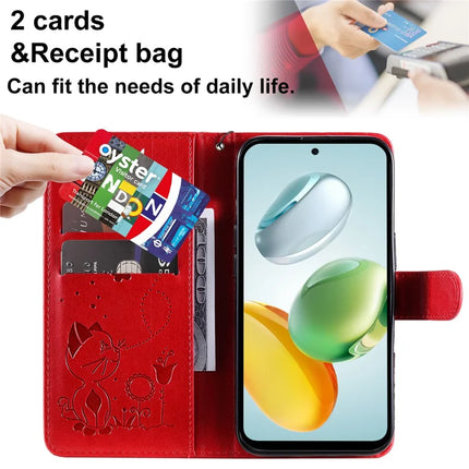 For Honor Play 60 Plus 5G / Play 9T / X7c 4G / 200 Smart 5G Case Cat Bee Pattern Leather Phone Cover