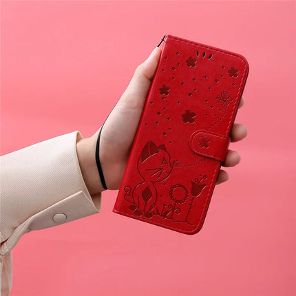 For Honor Play 60 Plus 5G / Play 9T / X7c 4G / 200 Smart 5G Case Cat Bee Pattern Leather Phone Cover