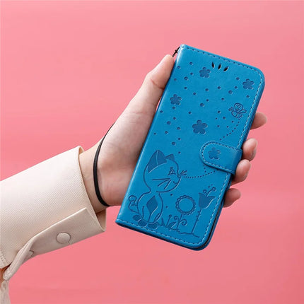 For Honor Play 60 Plus 5G / Play 9T / X7c 4G / 200 Smart 5G Case Cat Bee Pattern Leather Phone Cover