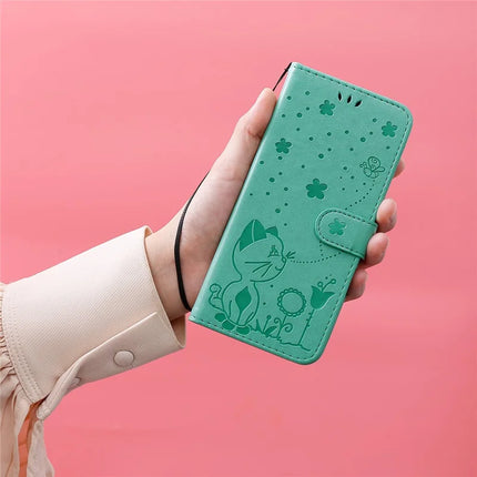For Honor Play 60 Plus 5G / Play 9T / X7c 4G / 200 Smart 5G Case Cat Bee Pattern Leather Phone Cover