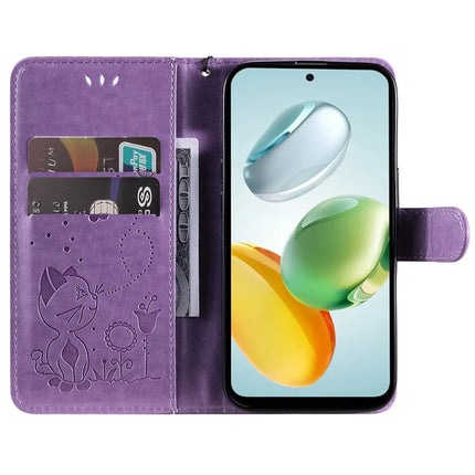 For Honor Play 60 Plus 5G / Play 9T / X7c 4G / 200 Smart 5G Case Cat Bee Pattern Leather Phone Cover