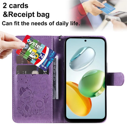 For Honor Play 60 Plus 5G / Play 9T / X7c 4G / 200 Smart 5G Case Cat Bee Pattern Leather Phone Cover