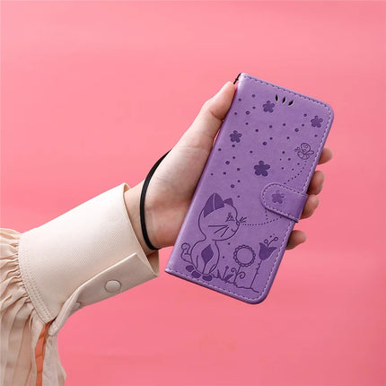 For Honor Play 60 Plus 5G / Play 9T / X7c 4G / 200 Smart 5G Case Cat Bee Pattern Leather Phone Cover