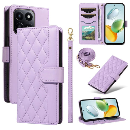 For Honor Play 60 Plus 5G / Play 9T / X7c 4G / 200 Smart 5G Wallet Case Rhombus Leather Phone Cover - Light Purple