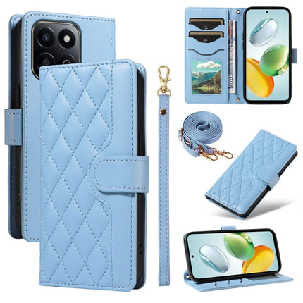 For Honor Play 60 Plus 5G / Play 9T / X7c 4G / 200 Smart 5G Wallet Case Rhombus Leather Phone Cover - Blue