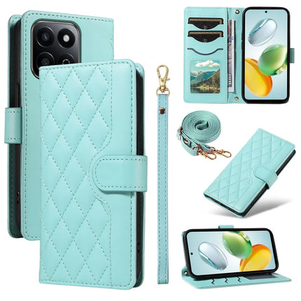 For Honor Play 60 Plus 5G / Play 9T / X7c 4G / 200 Smart 5G Wallet Case Rhombus Leather Phone Cover - Green