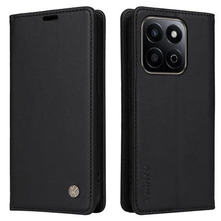 YIKATU YK-001 For Honor Play 60 Plus 5G / Play 9T / X7c 4G / 200 Smart 5G Stand Case Leather Phone Cover - Black