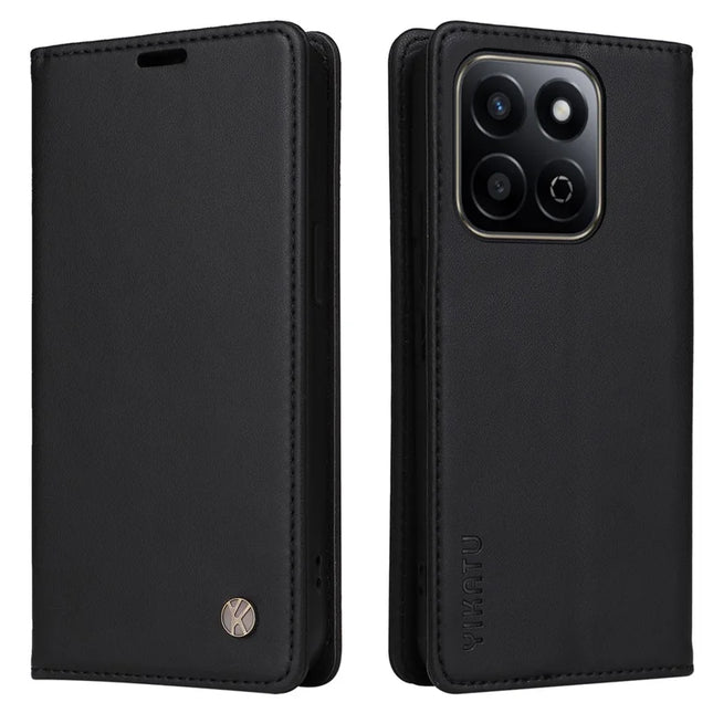 YIKATU YK-001 For Honor Play 60 Plus 5G / Play 9T / X7c 4G / 200 Smart 5G Stand Case Leather Phone Cover - Black