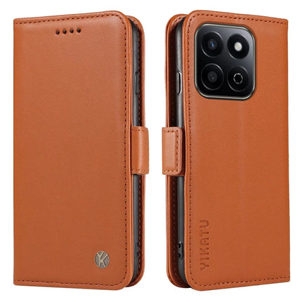 YIKATU YK-003 For Honor Play 60 Plus 5G / Play 9T / X7c 4G / 200 Smart 5G Case Wallet Stand Leather Phone Cover - Brown