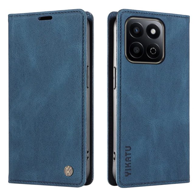 YIKATU YK-004 For Honor Play 60 Plus 5G / Play 9T / X7c 4G / 200 Smart 5G Leather Case Skin-Touch Phone Cover - Blue