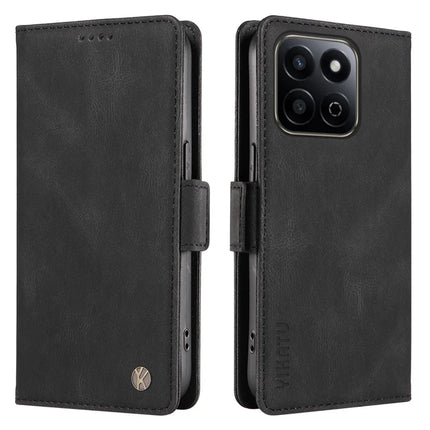 YIKATU YK-005 For Honor Play 60 Plus 5G / Play 9T / X7c 4G / 200 Smart 5G Case PU Leather Wallet Phone Cover Skin Touch Feeling - Black