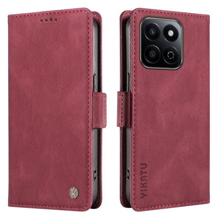 YIKATU YK-005 For Honor Play 60 Plus 5G / Play 9T / X7c 4G / 200 Smart 5G Case PU Leather Wallet Phone Cover Skin Touch Feeling - Wine Red